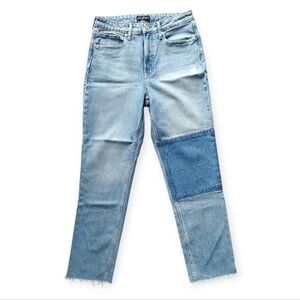 Stylish Patchwork Light Blue Straight Leg Jeans